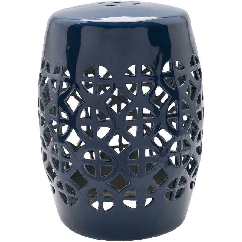 Orders Llaneli Ceramic Accent Stool, Outdoor Seating, Garden Stool - Free Shipping